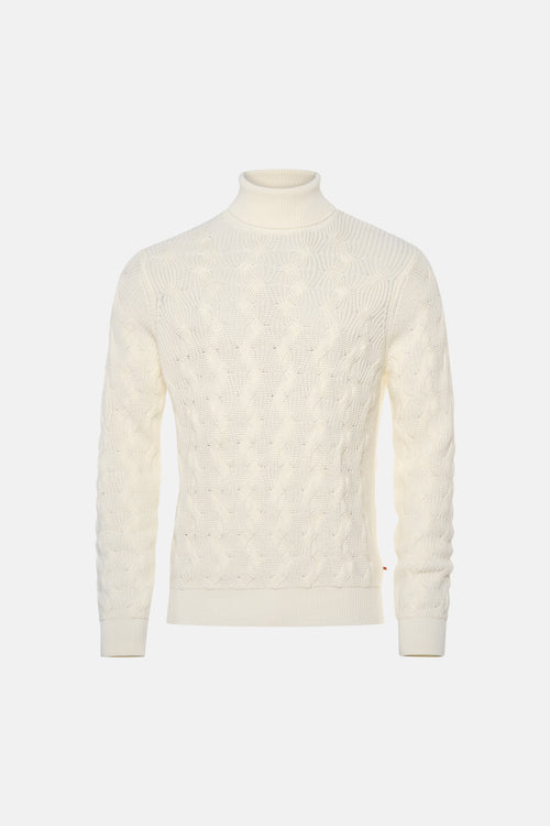Pull col O - blanc