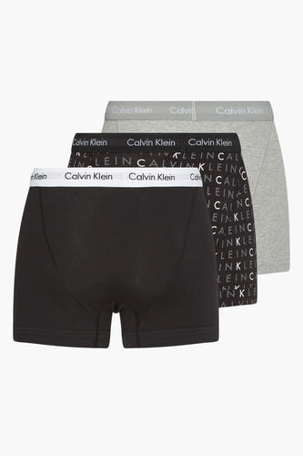 Shorts de boxeur multicolores Calvin Klein, avec une ceinture élastique à logo, en noir, gris et imprimé logo logo.
