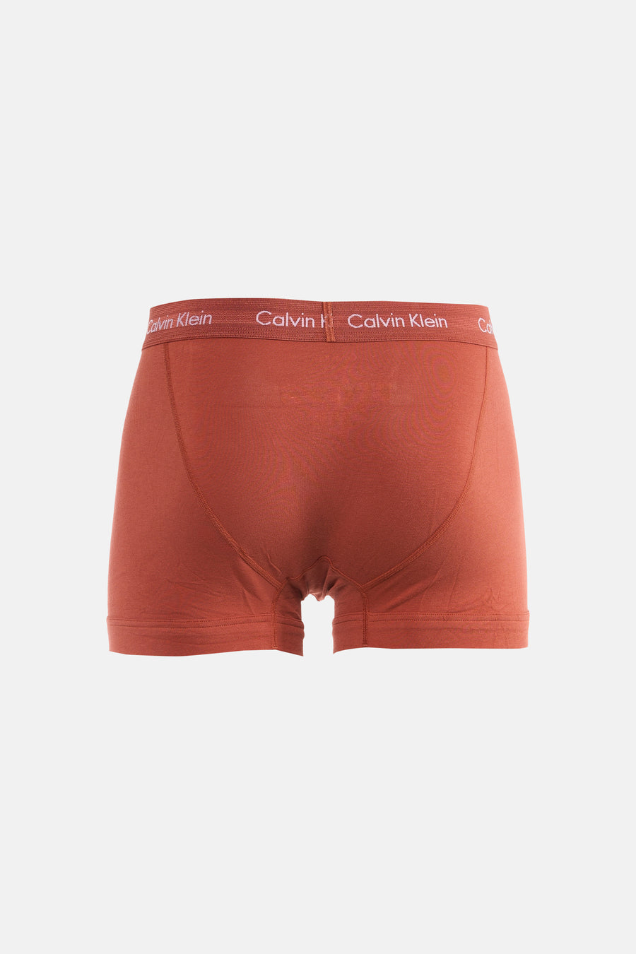 Bruinrode boxershort van Calvin Klein, met een witte logoband aan de bovenkant.