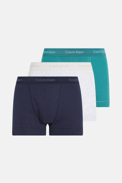Boîte à sous-vêtements multicolores de Calvin Klein, en un ensemble de trois couleurs unies.