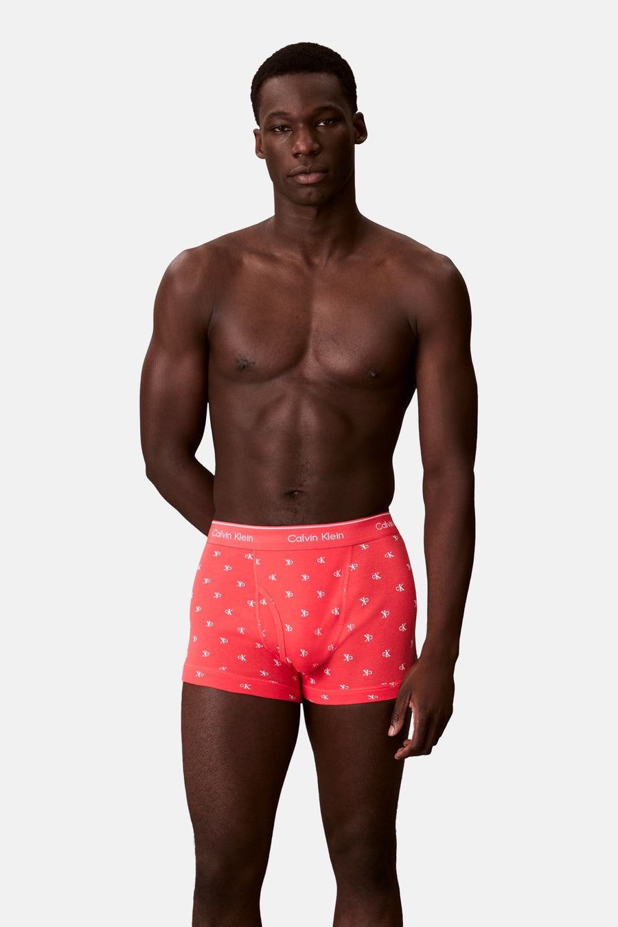 Boxershorts rouges avec logo 'ck', de Calvin Klein, avec une ceinture élastique griffée.