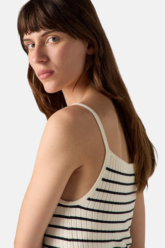 Beige top met spaghettibandjes van Levi's® met zwarte strepen.