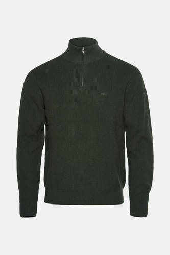 Sweater vert de Levi's, avec une texture côtelée et un col haut.