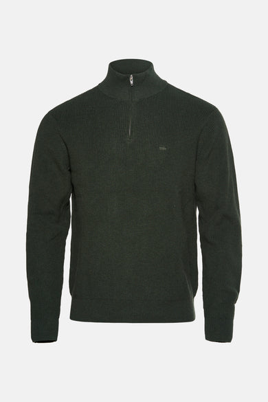 Sweater vert de Levi's, avec une texture côtelée et un col haut.