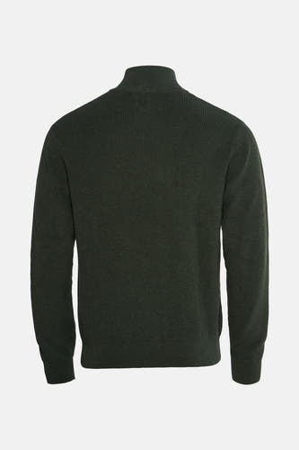 Groene sweater van Levi's, met ribgebreide textuur en hoge kraag.