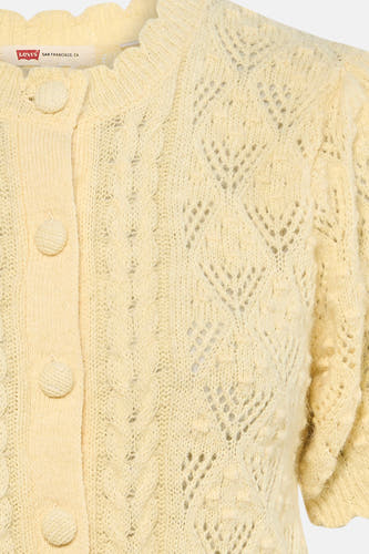 Gilet jaune de Levi's, avec boutons et un motif finement tricoté.