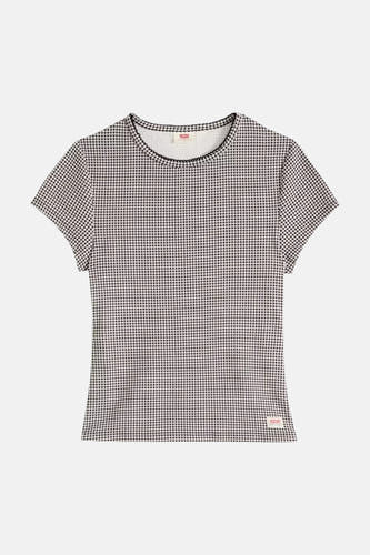 Zwart-wit geruit korte mouw t-shirt van Levi's® met ronde hals en klein label aan de zoom, front view