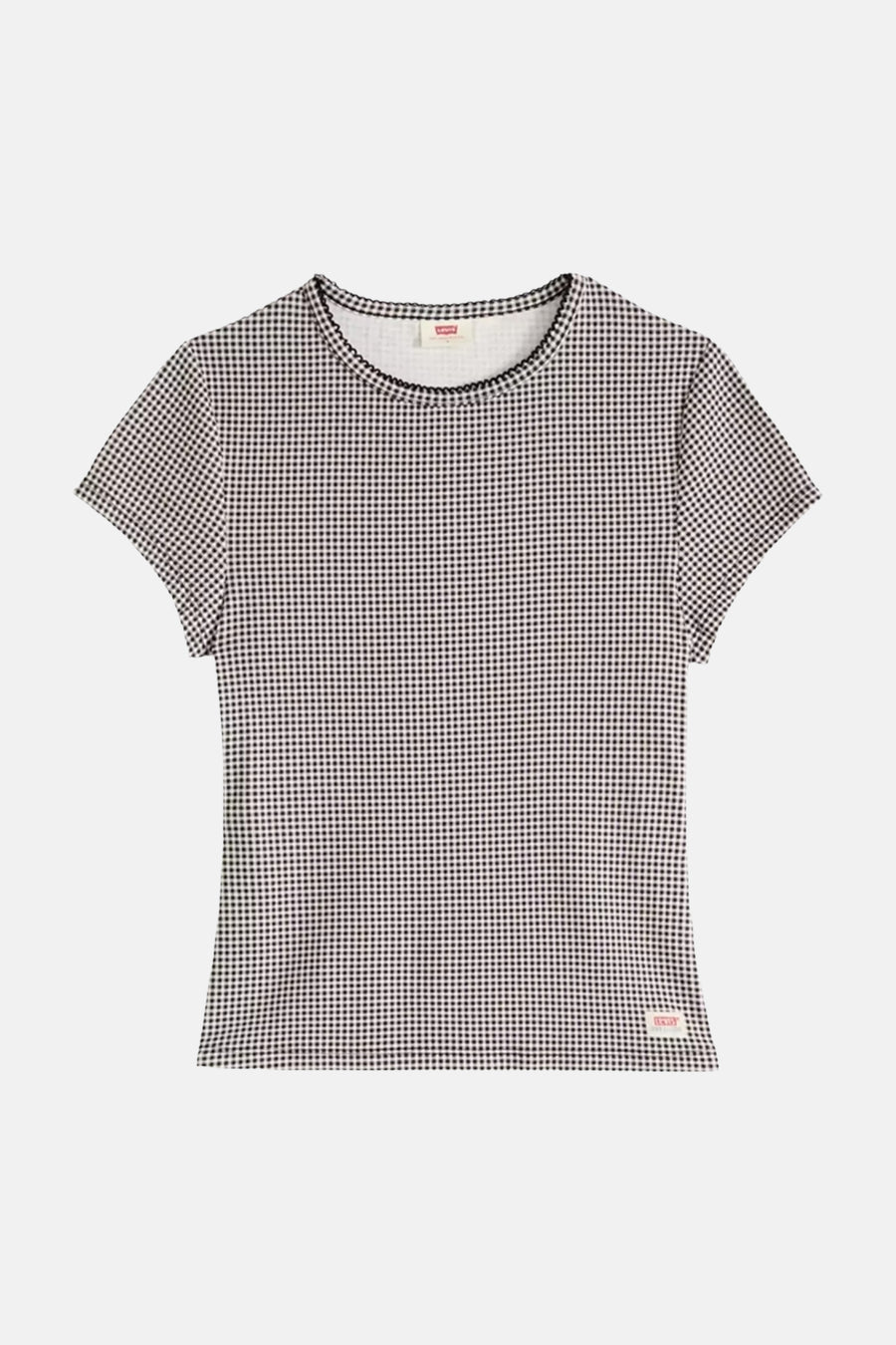 Zwart-wit geruit korte mouw t-shirt van Levi's® met ronde hals en klein label aan de zoom, front view