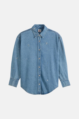 Chemise à manches longues - Mid blue denim