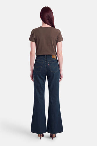 PUDDLE SNAP FLARE - dark blue denim