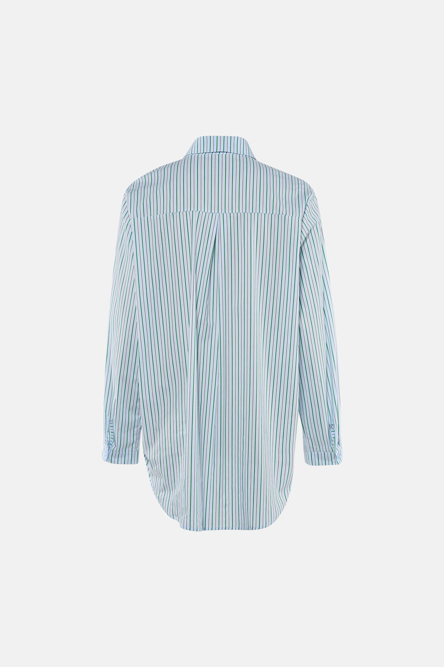 Chemise rayée bleue de Terra di Siena, à manches longues et col classique, vue de dos.