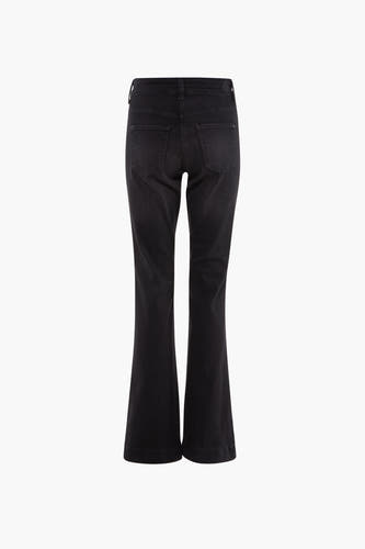 Donkergrijze bootcut jeans van MAC, met achterzakken en subtiele details.
