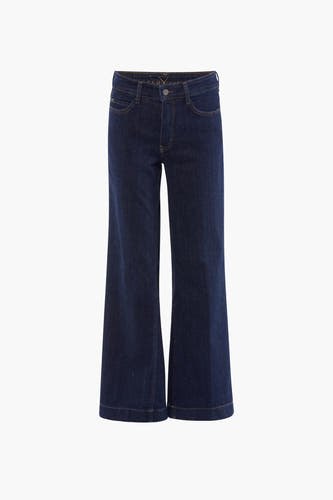 Jean wide bleu marine de MAC, avec des rivets et une fermeture à glissière.