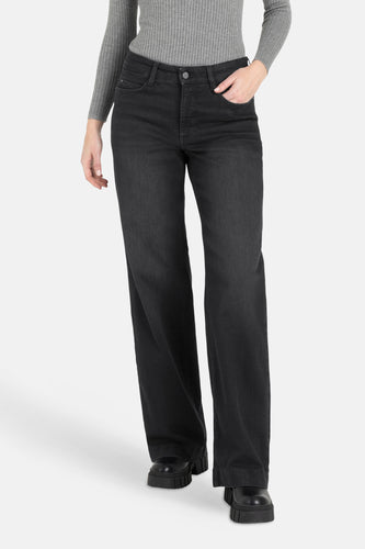 DREAM WIDE - Black denim - MAC