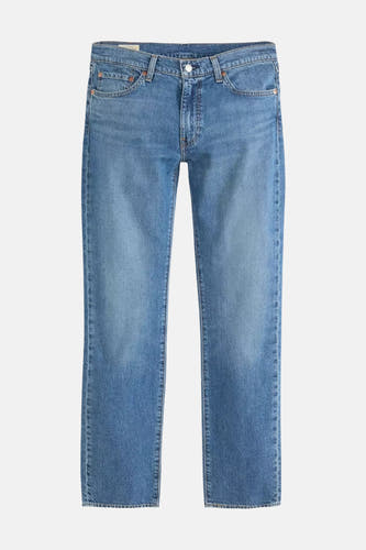 Mid blauwe slim fit jeans van denim van Levi's®, met lichte vervaging en zichtbare stiksels, vooraanzicht.