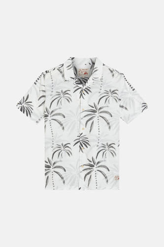 Chemise blanche à manches courtes de Ben Sherman, avec imprimé palmier.