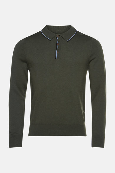 T-shirt vert avec col rond de BEN SHERMAN, avec un col rabattu et des boutons.