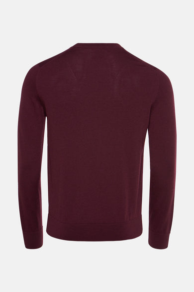Pull-over marron avec col rond de BEN SHERMAN, texture lisse, dos affiché sur un fond lisse.
