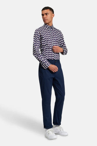 Chemise bleue à manches longues de BEN SHERMAN, avec un motif graphique et des manches longues.
