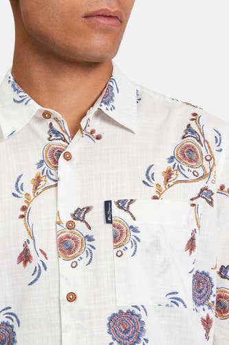 Chemise multicolore à longues manches de BEN SHERMAN, avec des motifs floraux brodés et une poche poitrine.