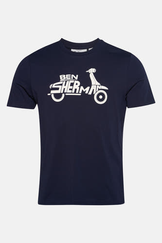T-shirt bleu à manches courtes de BEN SHERMAN, avec logo de scooter sur la devant.