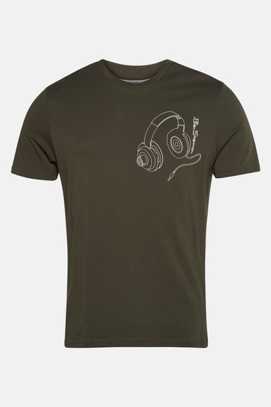 T-shirt Kaki à manches courtes de Ben Sherman, avec une impression graphique d'un casque.