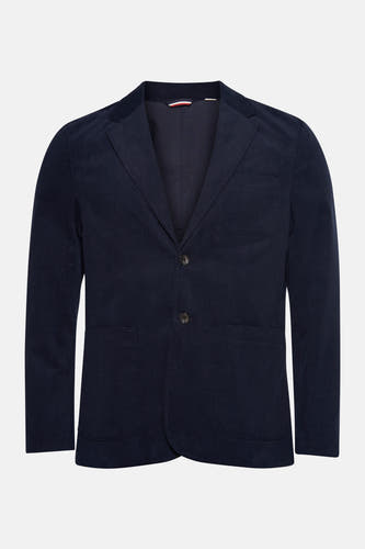 Blazer bleu de BEN SHERMAN, avec texture en velours côtelé et deux boutons.
