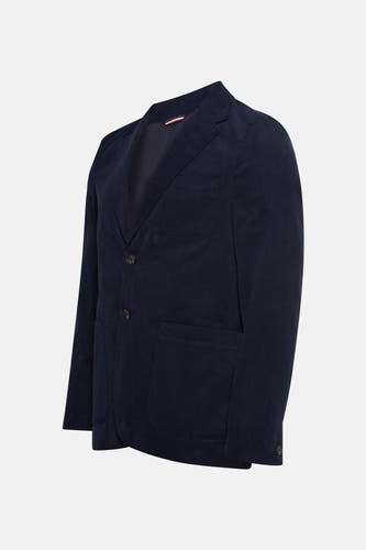 Blazer bleu de BEN SHERMAN, avec une texture corduroy, deux boutons et des poches.