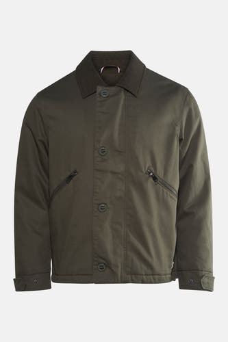 Manteau court vert de BEN SHERMAN, avec fermeture à boutons et poches à glissière.