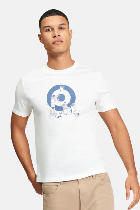 T-shirt blanc BEN SHERMAN, vue arrière à manches courtes et au design uni.