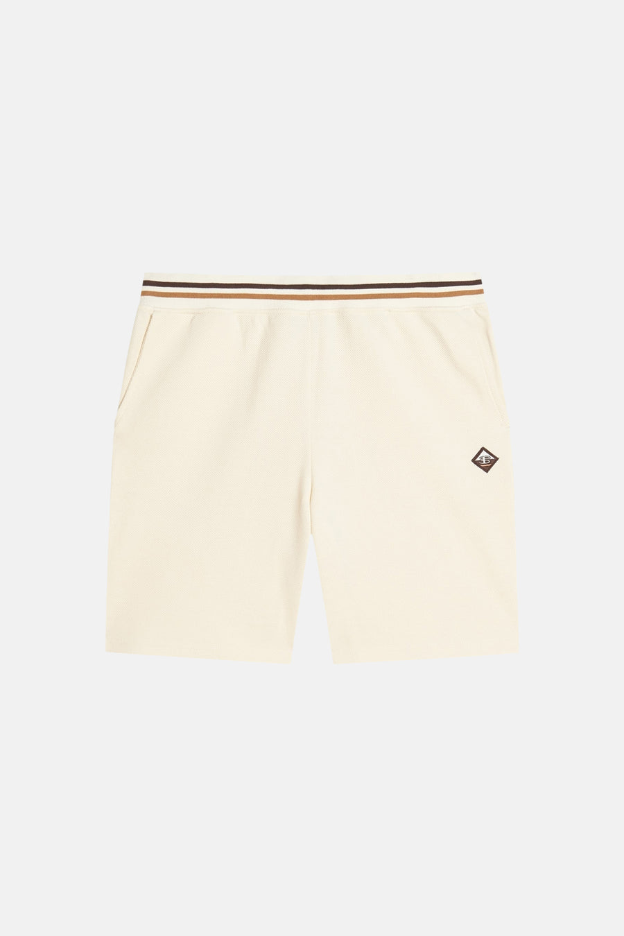 Short écru de BEN SHERMAN, avec une ceinture rayée et un logo brodé.