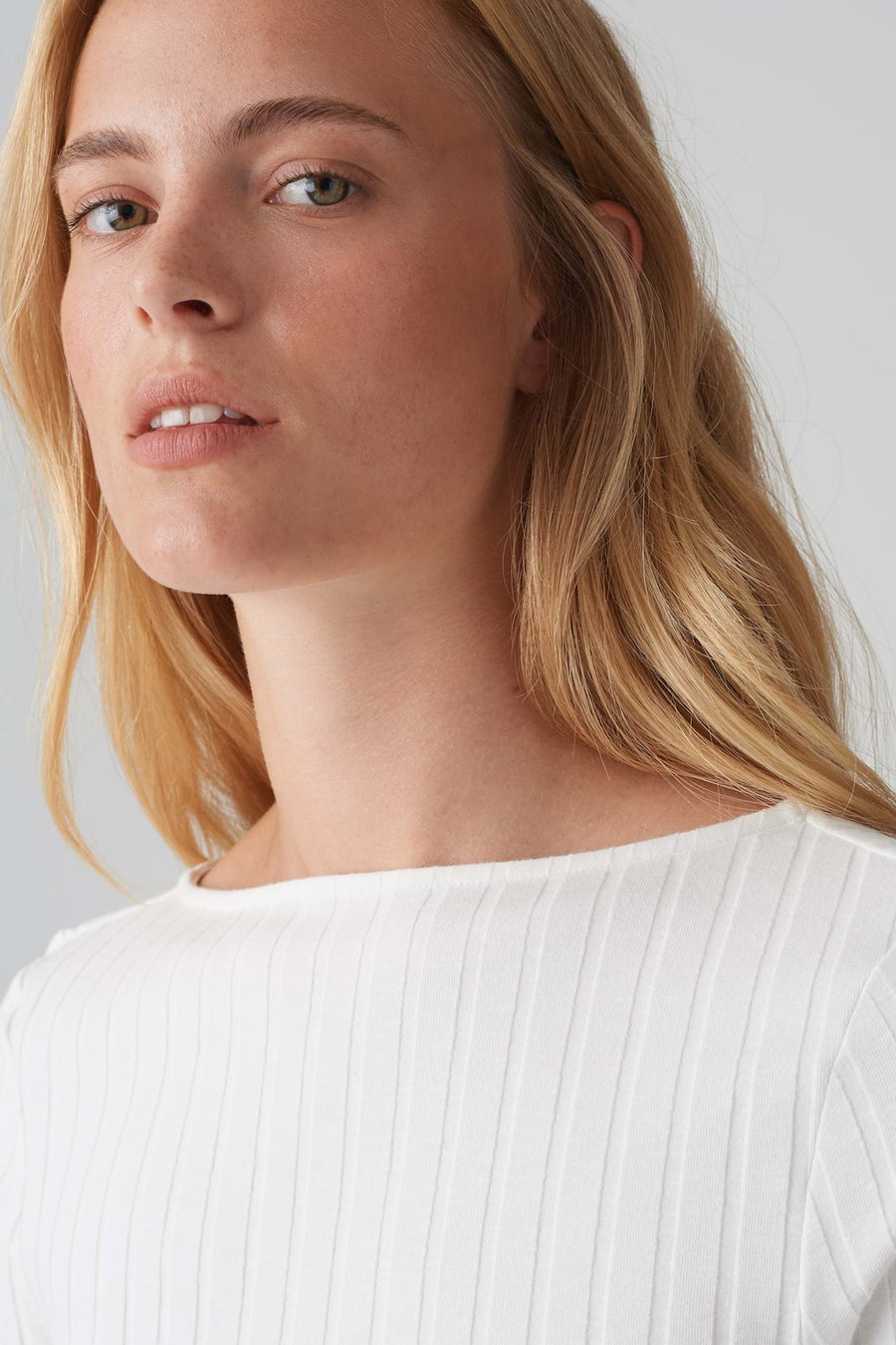 Pull à col rond - blanc