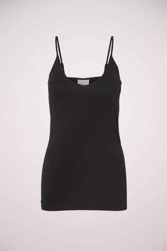 T-shirt noir VERO MODA avec bretelles fines et un design uni.