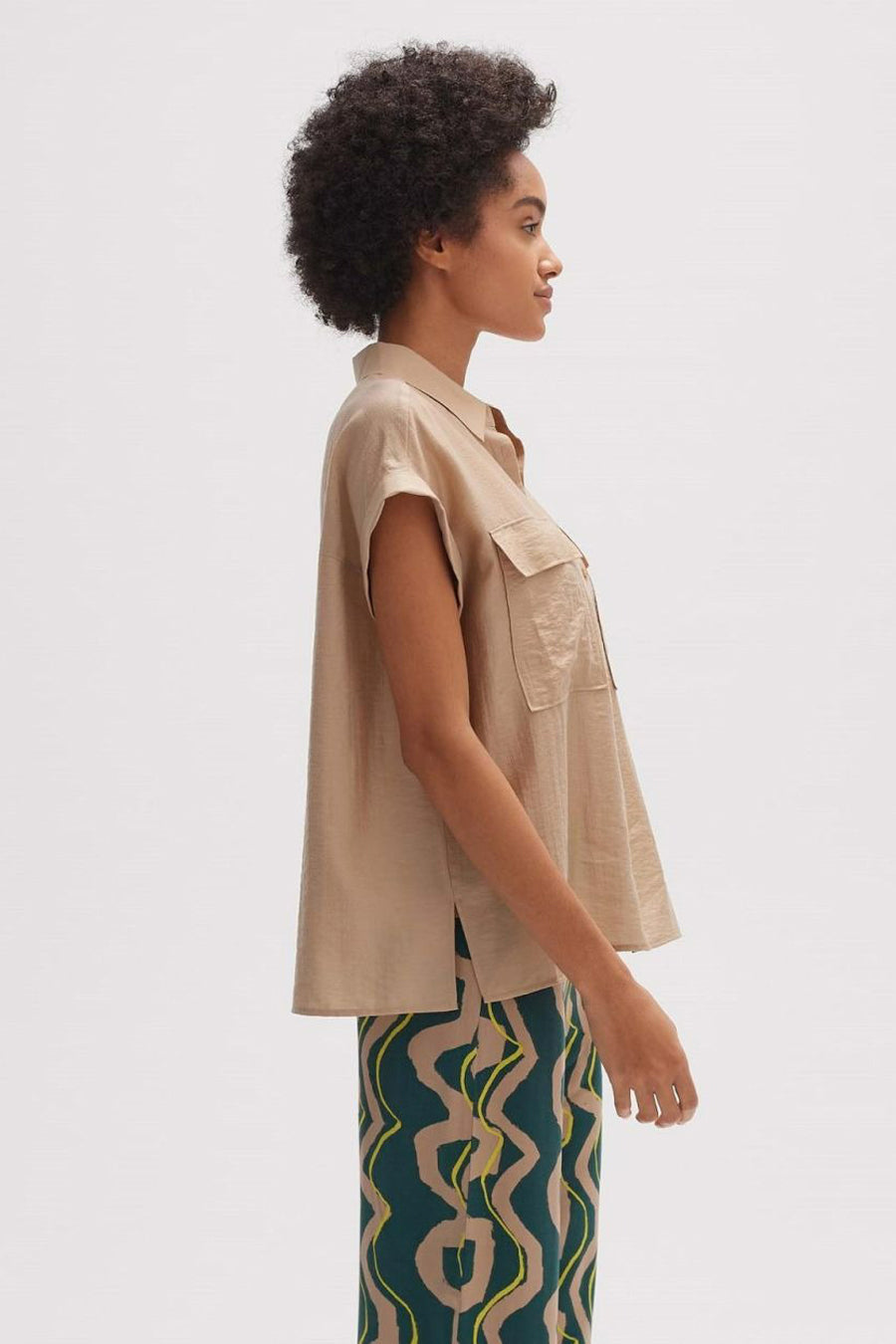 Chemise &agrave; manches courtes - beige