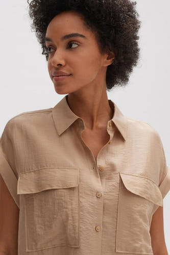 Chemise &agrave; manches courtes - beige
