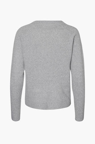 Sweat-shirt gris avec col rond de VERO MODA, dos visible, avec des manches longues et des bordures côtelées.