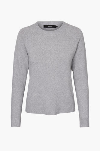 Sweat-shirt gris avec col rond de VERO MODA, fabriqué en tissu finement tricoté.