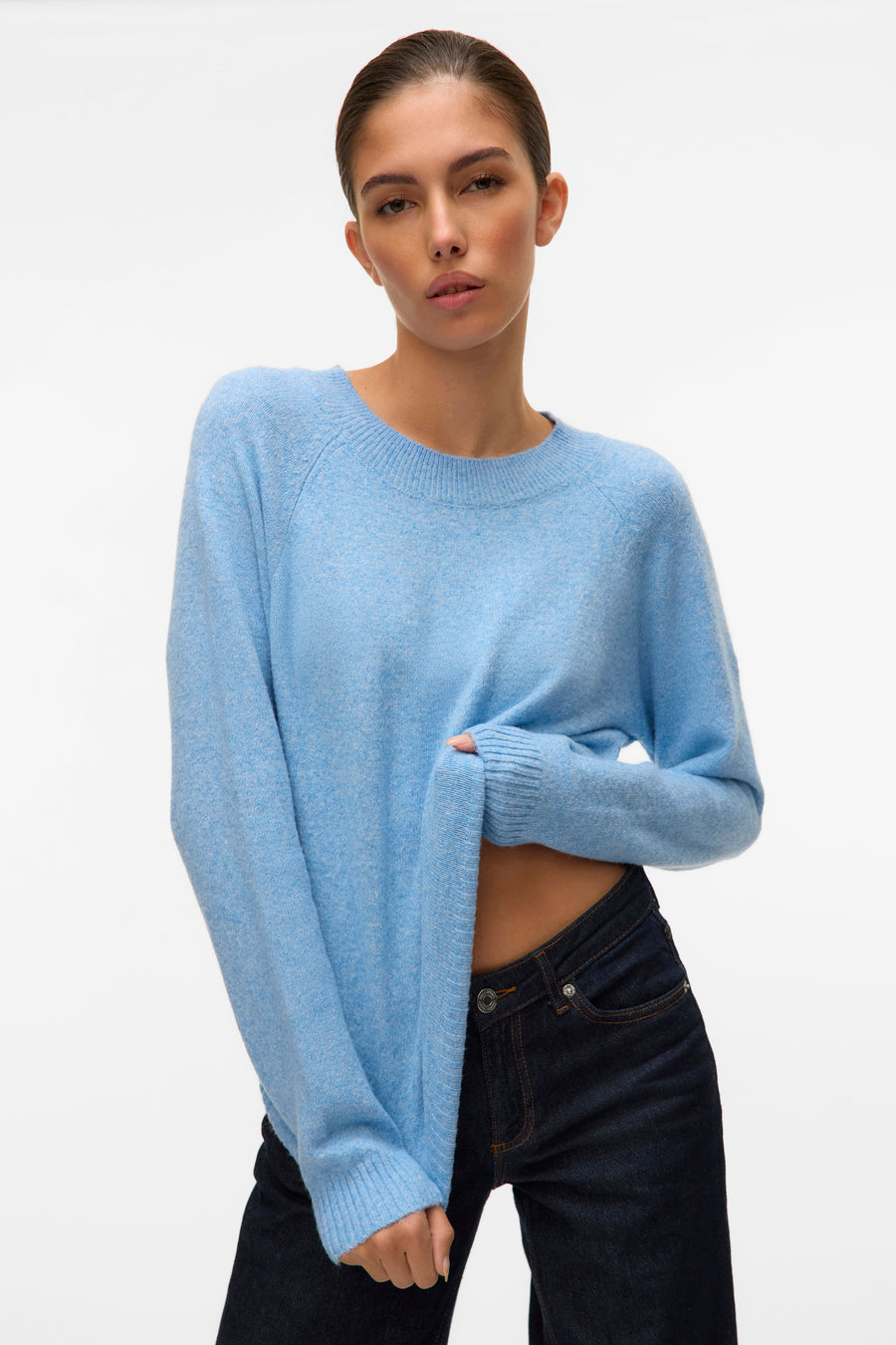 Pull à col rond - bleu - VERO MODA®