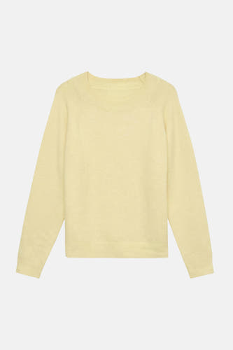 Pull jaune à col rond de VERO MODA®, en fine maille côtelée.
