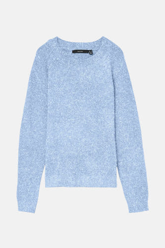 Pullover bleu avec col rond de VERO MODA, avec une texture douce et mélangée.