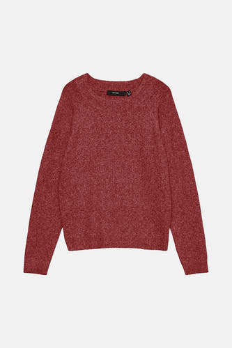 Pull-over rouge avec col rond de VERO MODA, en maille fine.