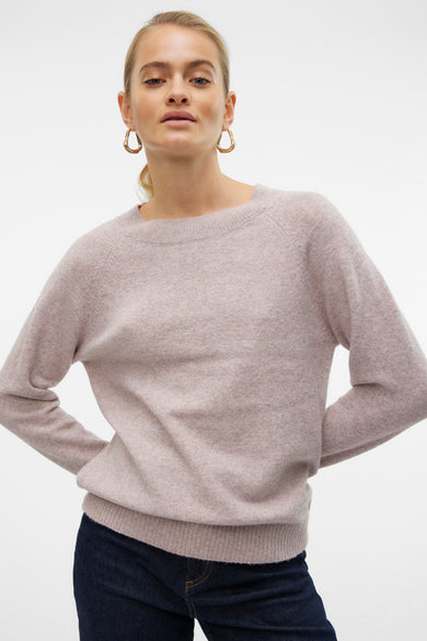 T-shirt rose avec col rond de Vero Moda, dans une couleur unie et une texture fine trée.