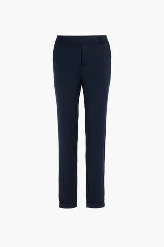 Pantalon de costume bleu VERO MODA, avec une fermeture éclair à l'arrière et une texture lisse.