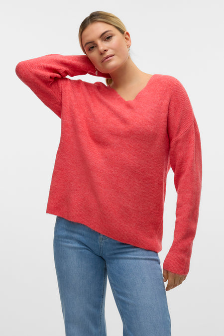 VMCREWLEFILE LS V-NECK BLOUSE NOOS
