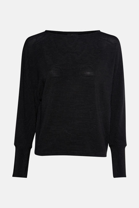 Gilet noir avec col rond d'Opus, avec des manches longues et une texture côtelée.
