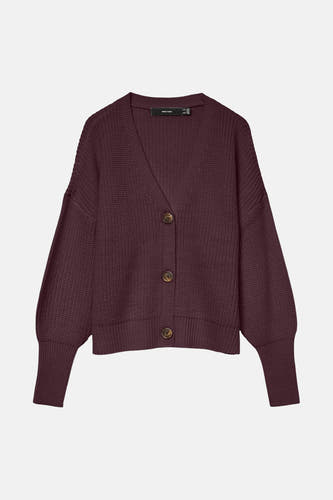 Gilet marron de VERO MODA avec fermeture à boutons et manches longues.