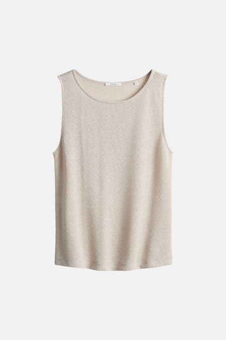 Haut sans manches beige OPUS, avec une texture subtile et un col rond.