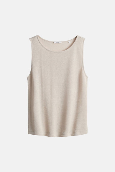 Haut sans manches beige OPUS, avec une texture subtile et un col rond.