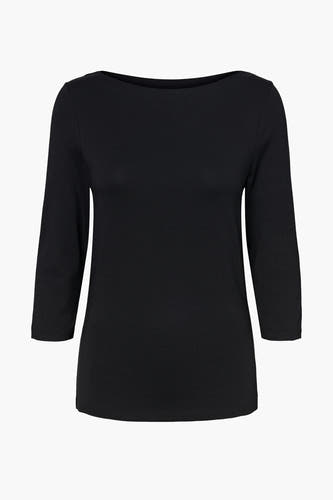 T-shirt noir à manches longues de Vero Moda, avec un col montant et des manches trois-quarts.