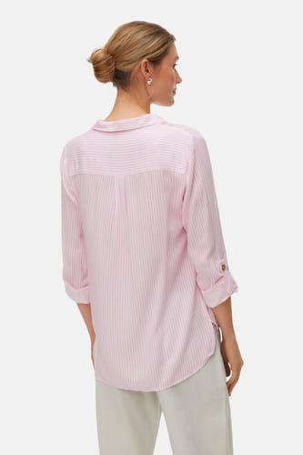 Roze hemd met lange mouwen van VERO MODA®, gestreept, met opgerolde mouwen, achterkant.